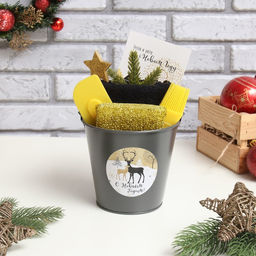 Набор новогодний подарочный Доляна Олени : полотенце 30?60, лопатка, кисть, губка