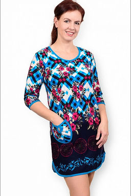 Туника интерлок - пенье купон, голубой (221-3)