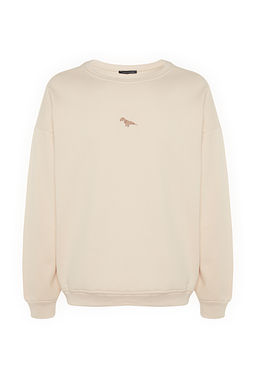 TRENDYOL MAN Gri Bisiklet Yaka Oversize/Genis Kesim Ici Polar/S?cak Tutan Dinozor Nak?s Sweatshirt TMNAW24SW00064 - Trendyolmilla фото 18
