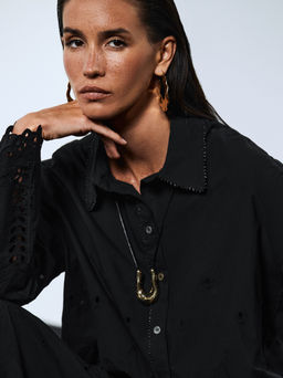 Хлопковая рубашка с вышивкой / Zarina  фото 2