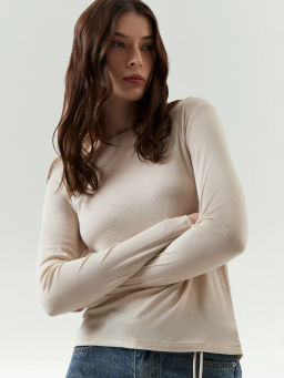 Лонгслив с двойным швом с шелком - Emka фото 4