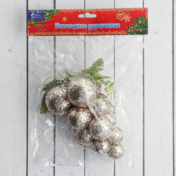 Ёлочная игрушка Зимнее волшебство. Виноград-сокровище, пластик, 8.515 см, золото  фото 2