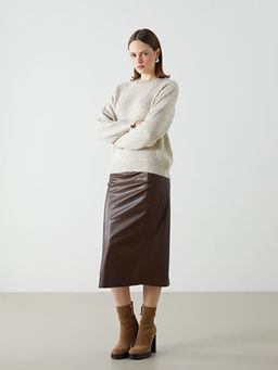 Bisiklet Yaka Baklava Desenli Kad?n Triko Kazak