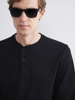 Bisiklet Yaka Uzun Kollu Erkek Pijama ?st