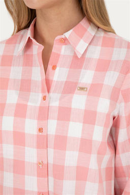 Женская рубашка лососевого цвета с длинным рукавом - U.s. polo assn фото 7