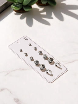 Цена за 3 шт. Серьги пусеты 6 пар «Романтика» круги, белые в серебре