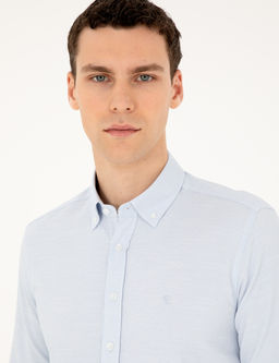 A__k Mavi Slim Fit Uzun Kollu G_mlek