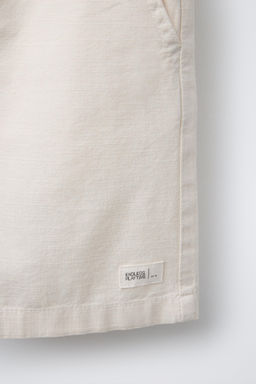 LABEL COTTON WIDE-LEG BERMUDA SHORTS - Zara фото 4