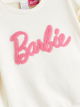 Bisiklet Yaka Barbie Bask?l? K?z Bebek Sweatshirt ve Tayt 2li Tak?m
