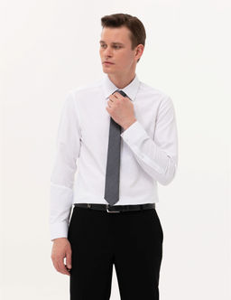 Beyaz Slim Fit Uzun Kollu Basic G_mlek