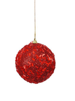 Цена за 2 шт. Ёлочный шар новогодний d=10 см Карнавал мерцание, красный - Зимнее волшебство фото 2