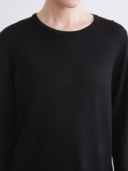 Bisiklet Yaka Kendinden Desenli Kad?n Triko Kazak