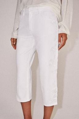 JEANS ZW COLLECTION CAPRI TIRO MEDIO BORDADOS / Crudo - Zara фото 2