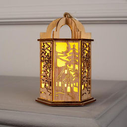 Ёлочная игрушка Фонарь с домиком, 13х9х9 см, от батареек, свечение тёплое белое - Luazon lighting фото 3
