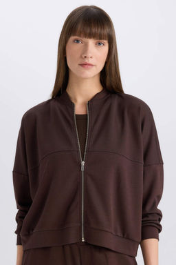 Relax Fit Hakim Yaka Basic Duz Fermuarl? Sweatshirt - Defacto фото 4