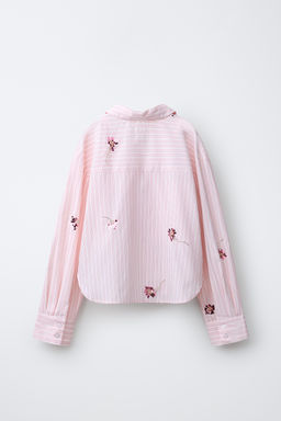 CAMISA Y TOP RAYAS FLORES LENTEJUELAS / Rosa pastel - Zara фото 8