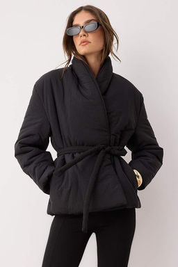 Siyah Oversize Kal?p Baglama Detayl? Sisme Mont TWOAW26MO00112