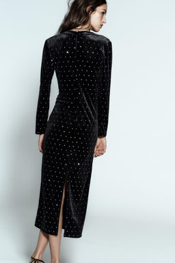SPARKLY VELVET MIDI DRESS - Zara фото 6