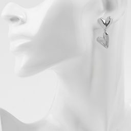 Серьги металл Сердца соединение, цвет серебро - Qf фото 3