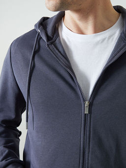 Kap??onlu Uzun Kollu Erkek Fermuarl? Sweatshirt