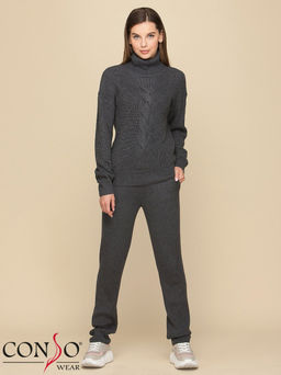 Conso/KS 190601 - dark grey Костюм женский: джемпер+брюки