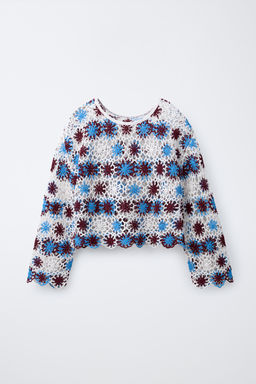 JERSEY PUNTO CROCHET FLORES / Multicolor
