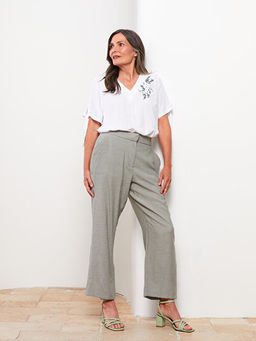 Kad?n Beli Lastikli Standart Fit D?z Pantolon