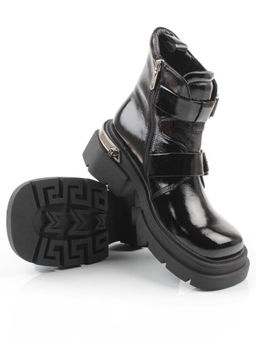 01-D1-8071 BLACK Ботинки демисезонные женские (натуральная кожа, байка)