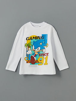 Bisiklet Yaka Sonic Bask?l? Erkek ?ocuk Ti??rt