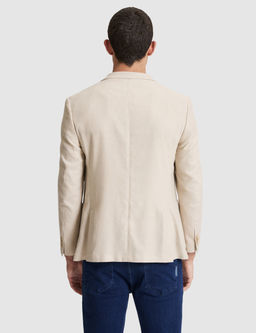 Bej Ex. Slim Fit Keten Kar___ml_ Ceket