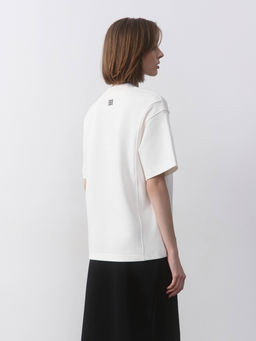 CONTE Удлиненная футболка из футера с фактурными вставками по бокам LD 2576 off-white