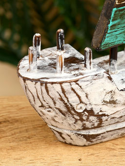 Сувенир «Кораблик», 16×6×17 см, дерево, коричнево-зелёный