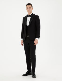 Смокинг Siyah Ex Slim Fit с жилетом черный