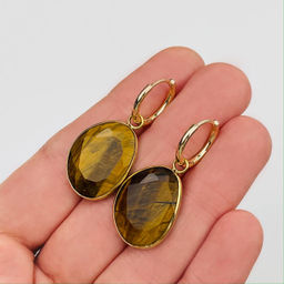 Серьги с камнем Тигровый глаз