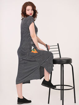 Платье летнее в полоску с рисунком повседневное - Almond фото 4