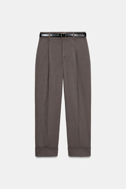 TROUSERS WITH TURN-UP HEMS AND BELT - Zara фото 7