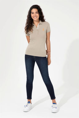Женская футболка цвета хаки с воротником поло Basic - U.s. polo assn фото 7
