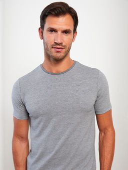 LC Waikiki Gri Bisiklet Yaka K_sa Kollu Erkek Ti__rt