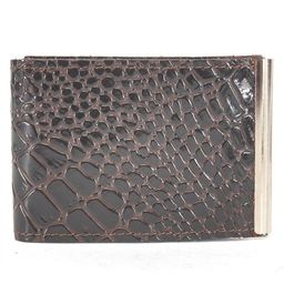 Зажим для купюр Croco-зк-300 (карм на мелочи, 2 кнопки) натуральная кожа коричневый крокодил (238) 226925  фото 2