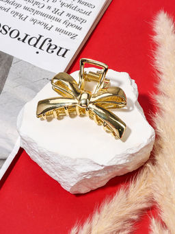 Цена за 2 шт. Крабик для волос «Анисия», бантик, 6 см, золото