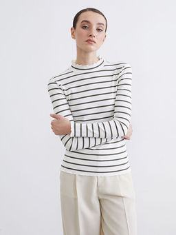 Dik Yaka ?izgili Kad?n Body