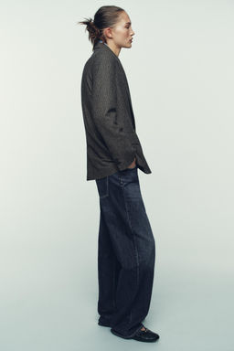 OVERSIZE DOUBLE-BREASTED CHECK BLAZER WITH WOOL