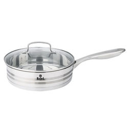 Сковорода 24 см из нержавеющей стали с крышкой (10228010/071025/5308975, Китай) (R-2/24ск) /RASHEL/