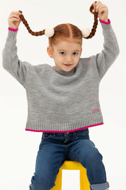 Серый меланжевый свитер для девочки - U.s. polo assn фото 2