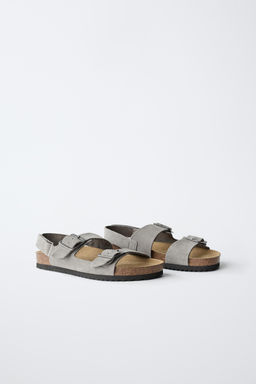 SANDALIA HEBILLAS PIEL / Gris - Zara фото 2