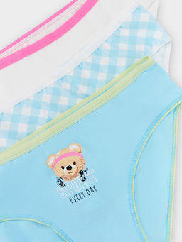 Трусы для девочек мультипак (3 шт.) голубые с печатью - Mark formelle фото 3