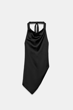 TOP SATINADO HALTER ASIM?TRICO / Negro - Zara фото 4