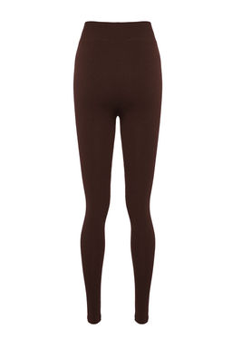 Koyu Kahverengi Seamless/Dikissiz Tam Boy Orme Spor Tayt TWOAW20TA0071