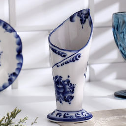 Салфетница фарфор «Эффект», 8×7.5×17.5 см, гжель