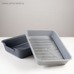 Туалет с сеткой «Белла» для кошек, 37×27×8 см, серый